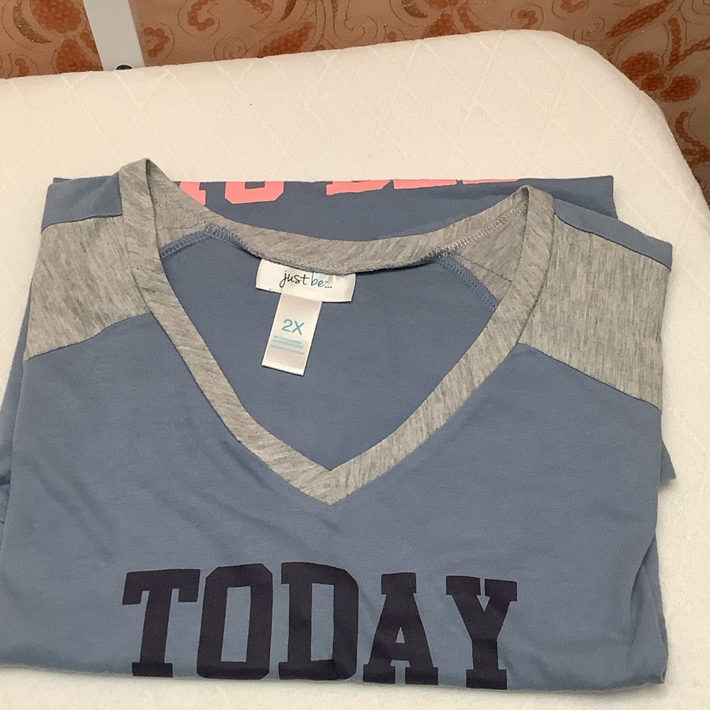 Just Be Blue and Gray Short Sleeve Tee